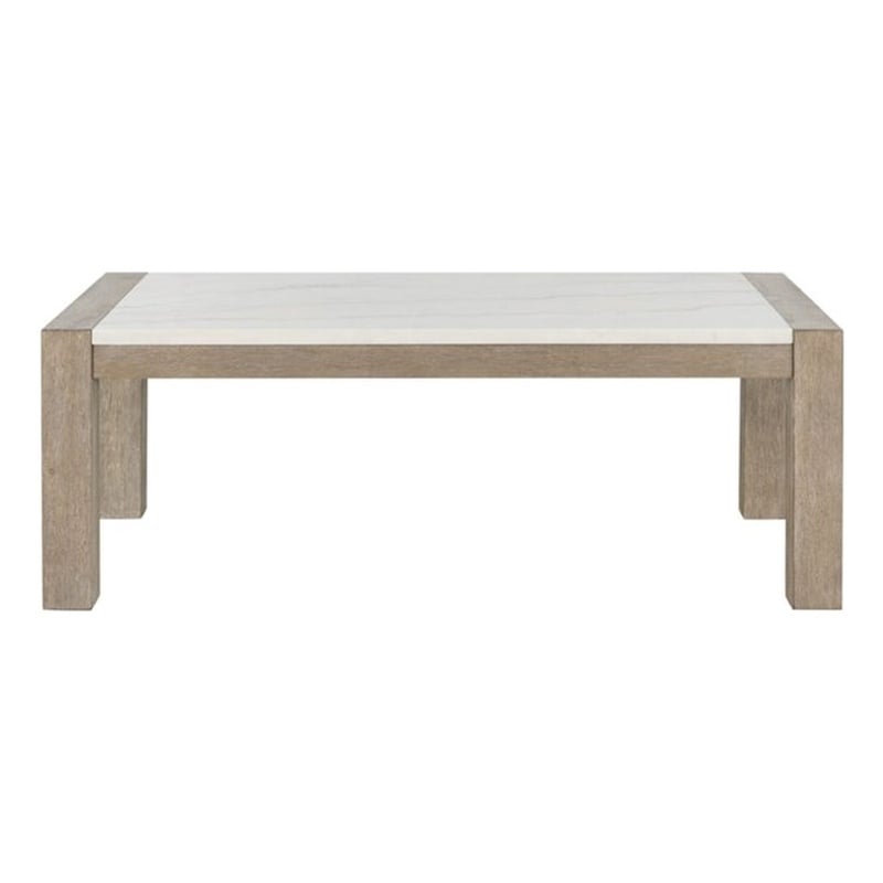 Natural Wood Finish Block Legs T1321 Coffee Table