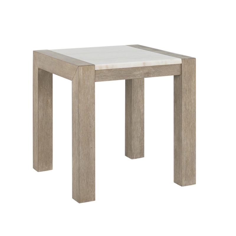 Natural Wood Finish T1321 Block Legs End Table