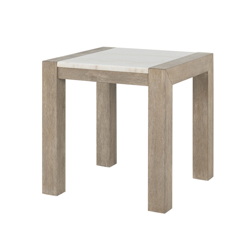 Natural Wood Finish T1321 Block Legs End Table