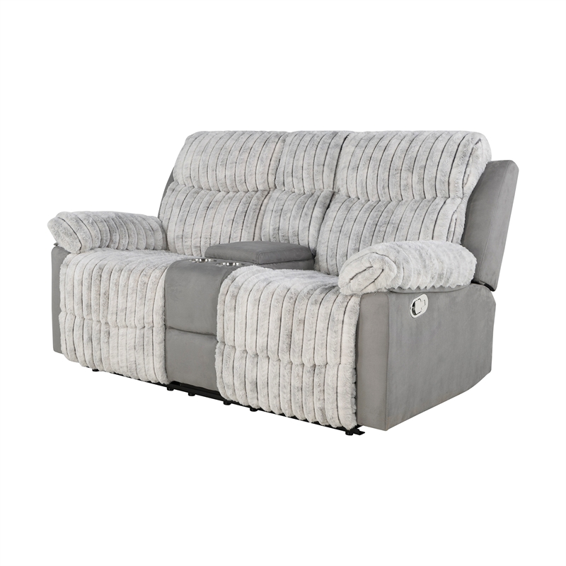 U6028 Gray Extra Soft Console Reclining Loveseat