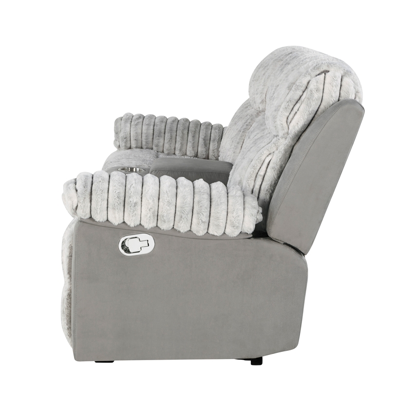 U6028 Gray Extra Soft Console Reclining Loveseat