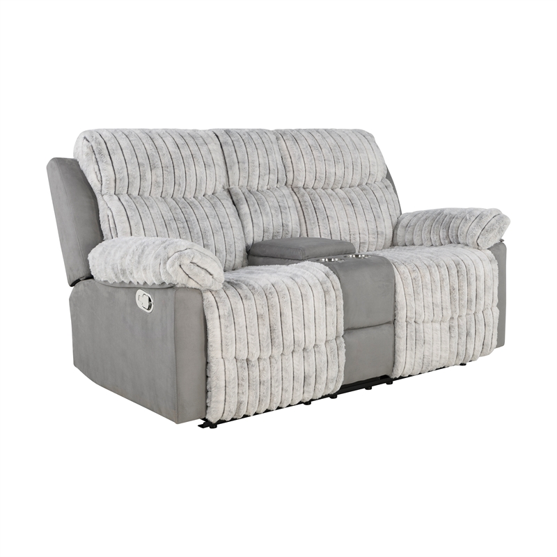 U6028 Gray Extra Soft Console Reclining Loveseat