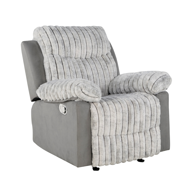 U6028 Gray Extra Soft and Padded Glider Recliner