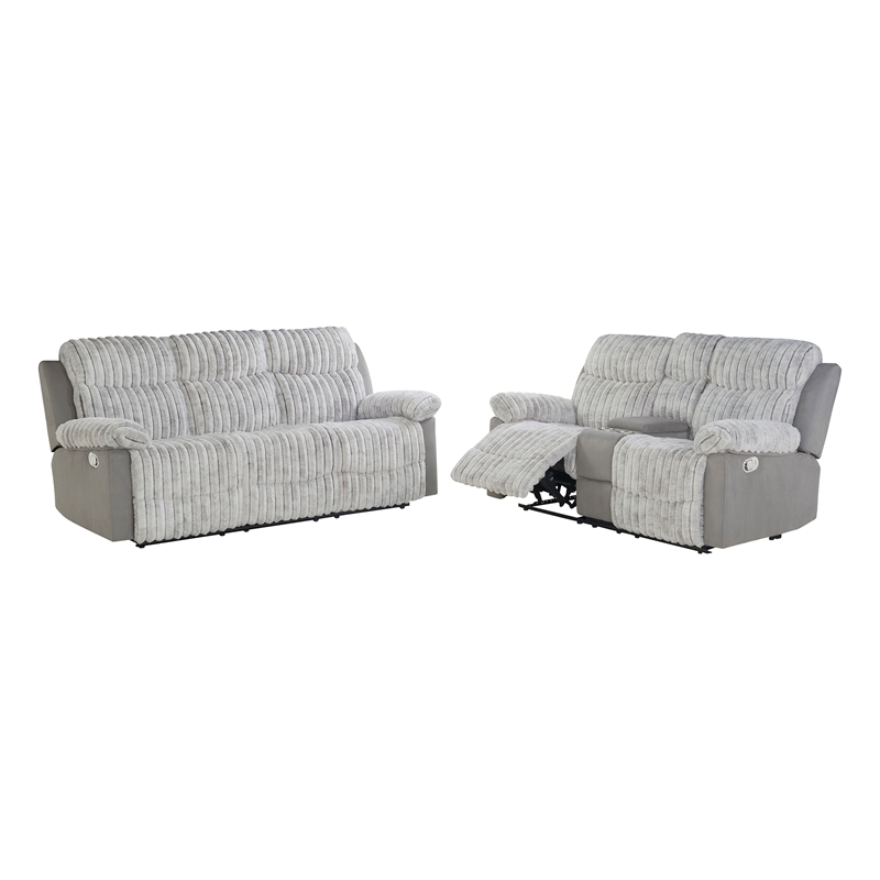 U6028 Gray 2PC Reclining Sofa and Loveseat