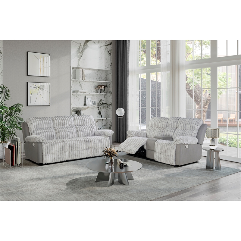 U6028 Gray 2PC Reclining Sofa and Loveseat