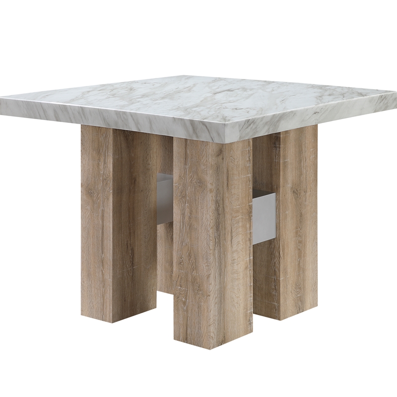 D04 Natural Pedestal Base Wood Bar Table