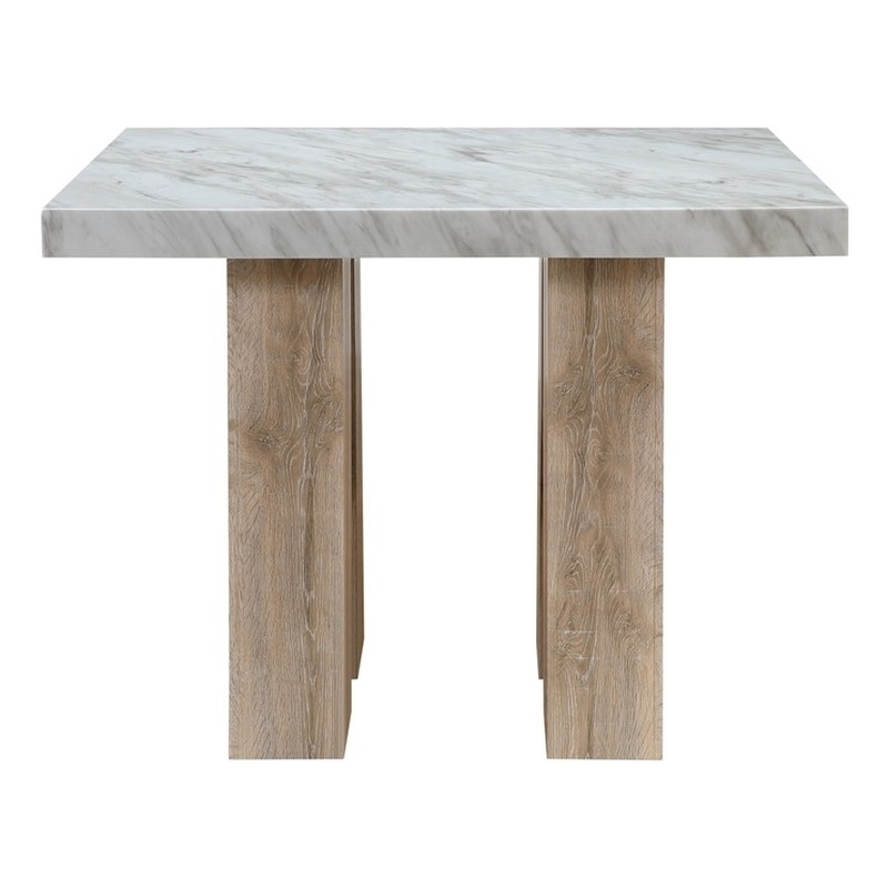 D04 Natural Pedestal Base Wood Bar Table