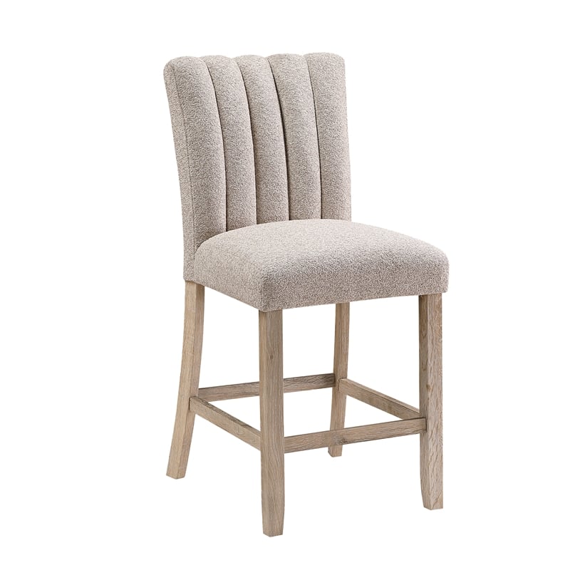 D8685 Beige Polyester Blend 2PK Bar Stool Set