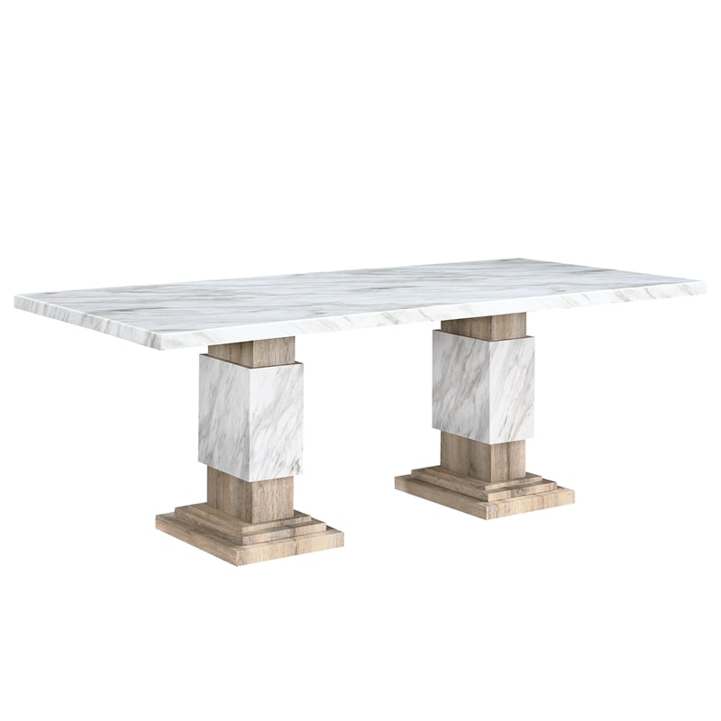 D12 Natural Double pedestal Wood Dining Table