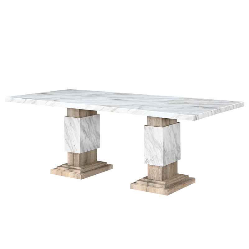 D12 Natural Double pedestal Wood Dining Table