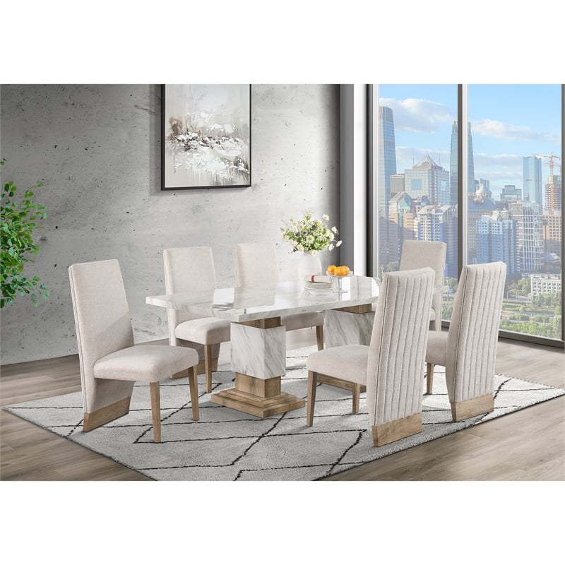 D12 Natural Double pedestal Wood Dining Table