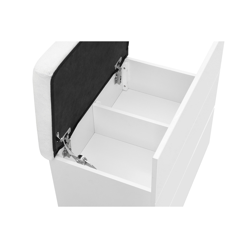 Ella White Wood Vanity with Stool and Mirror