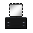 Ella Black Wood Vanity Set with Storage Stool