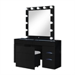 Ella Black Wood Vanity Set with Storage Stool