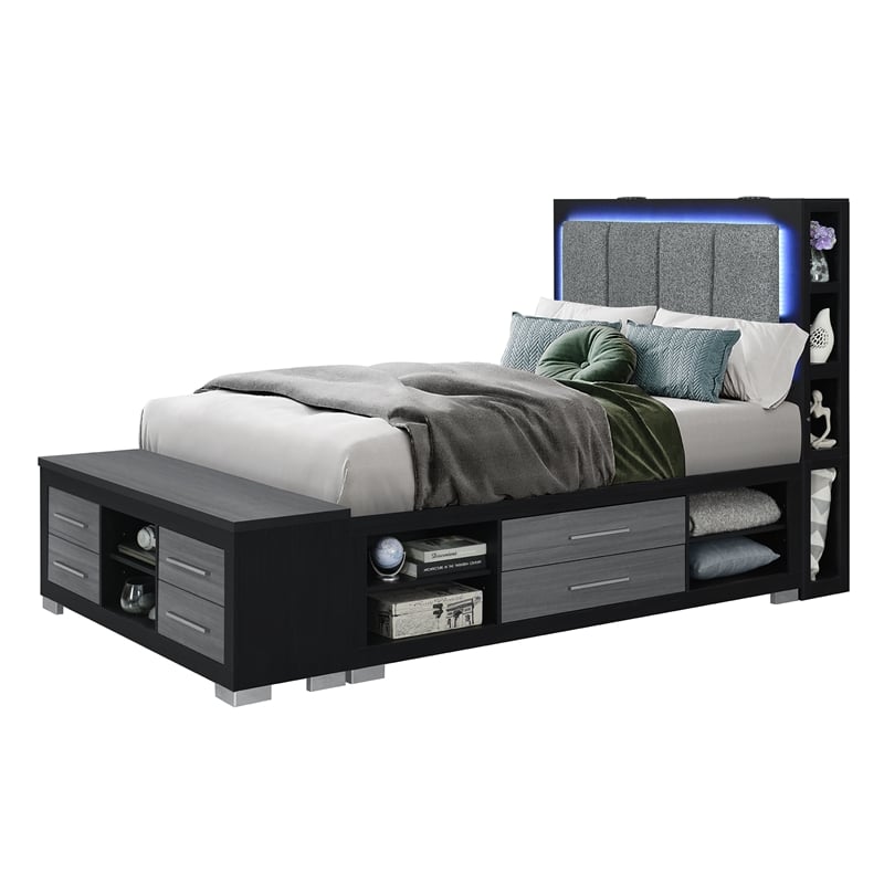 Madison Black-Gray Full Bed with Storage
