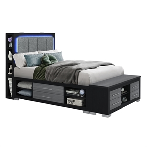 Madison Black-Gray Full Bed with Storage