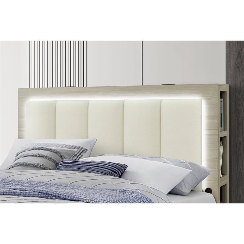 Madison Natural-White Wood Full Bed with all around Storage