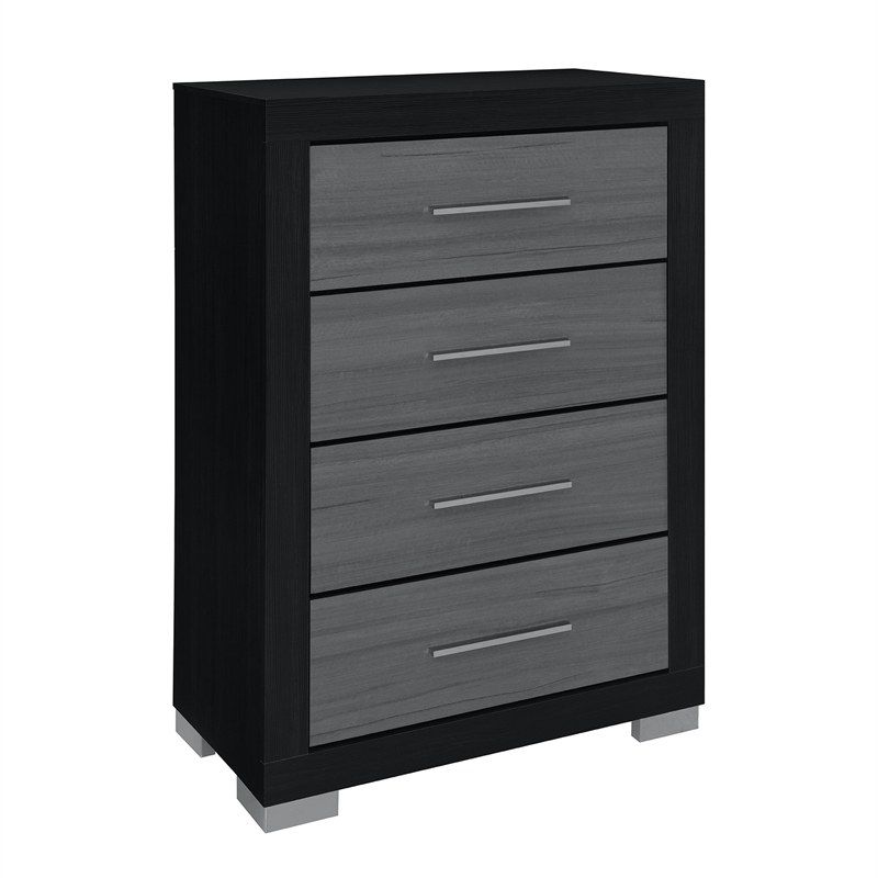 Emma Black Gray Bedroom Chest with 5 Drawers