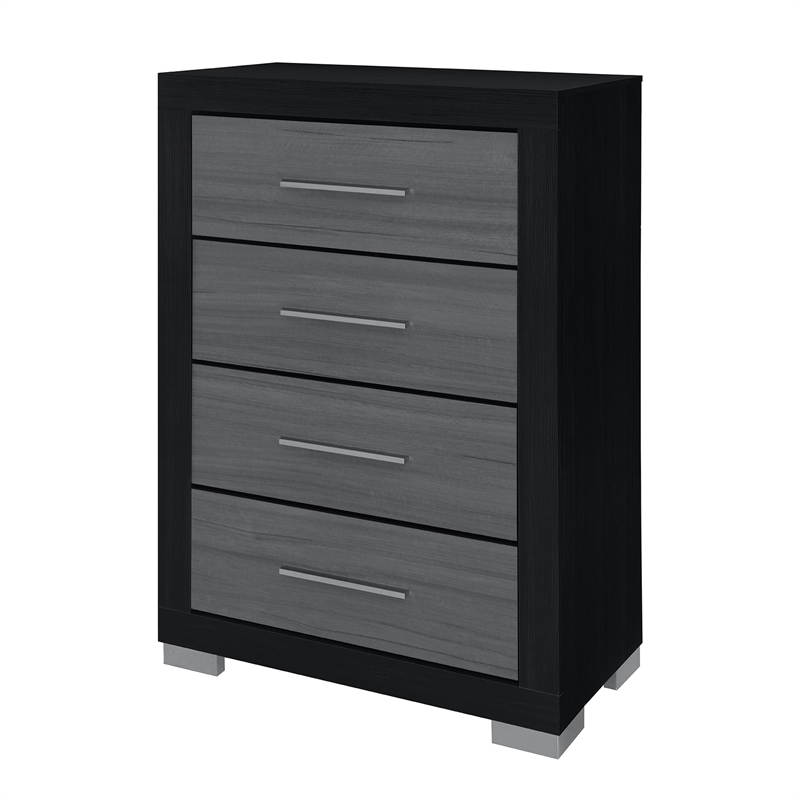 Emma Black Gray Bedroom Chest with 5 Drawers