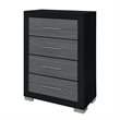 Emma Black Gray Bedroom Chest with 5 Drawers