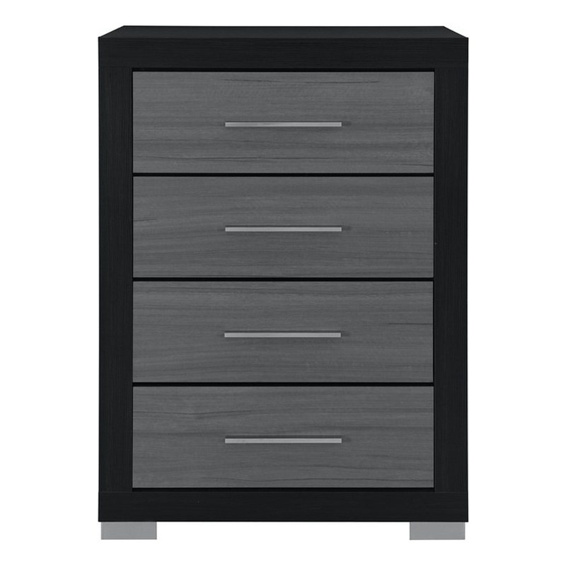 Emma Black Gray Bedroom Chest with 5 Drawers