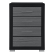Emma Black Gray Bedroom Chest with 5 Drawers