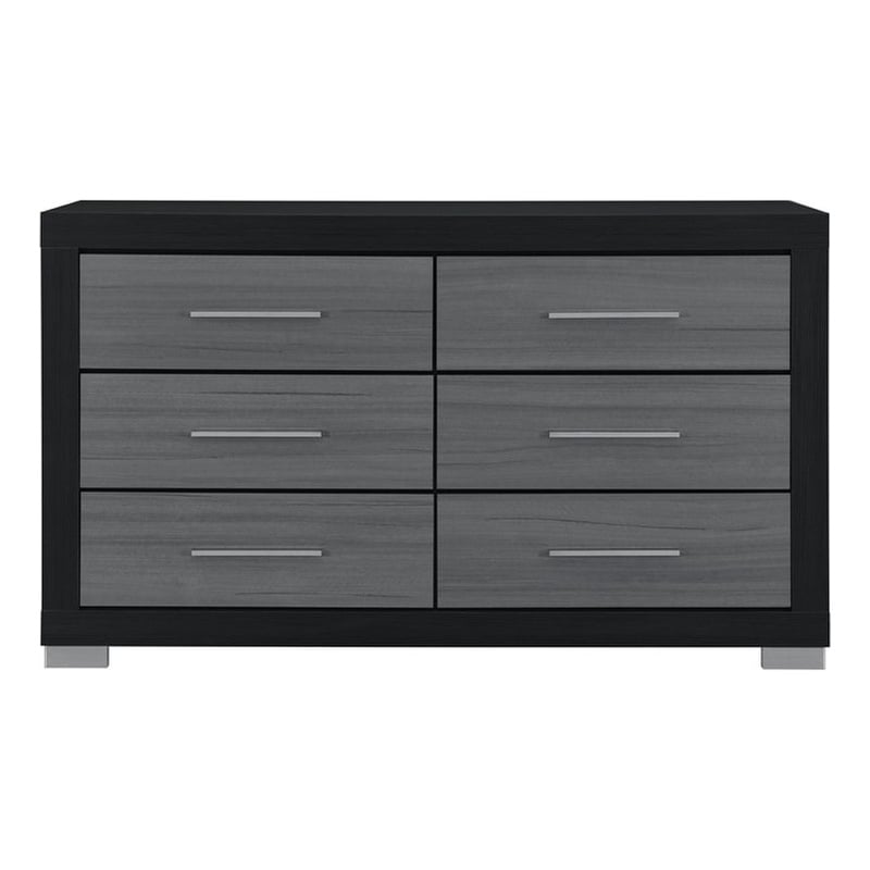 Emma Black Gray Bedroom Dresser with 6 Drawers