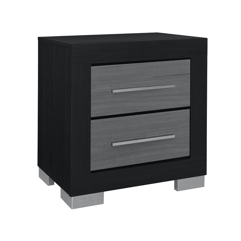 Emma Black-Gray Wood Nightstand