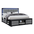 Emma Black-Gray King Bed with LED and USB