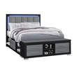 Emma Black-Gray  Wood Queen Bed with LED and USB
