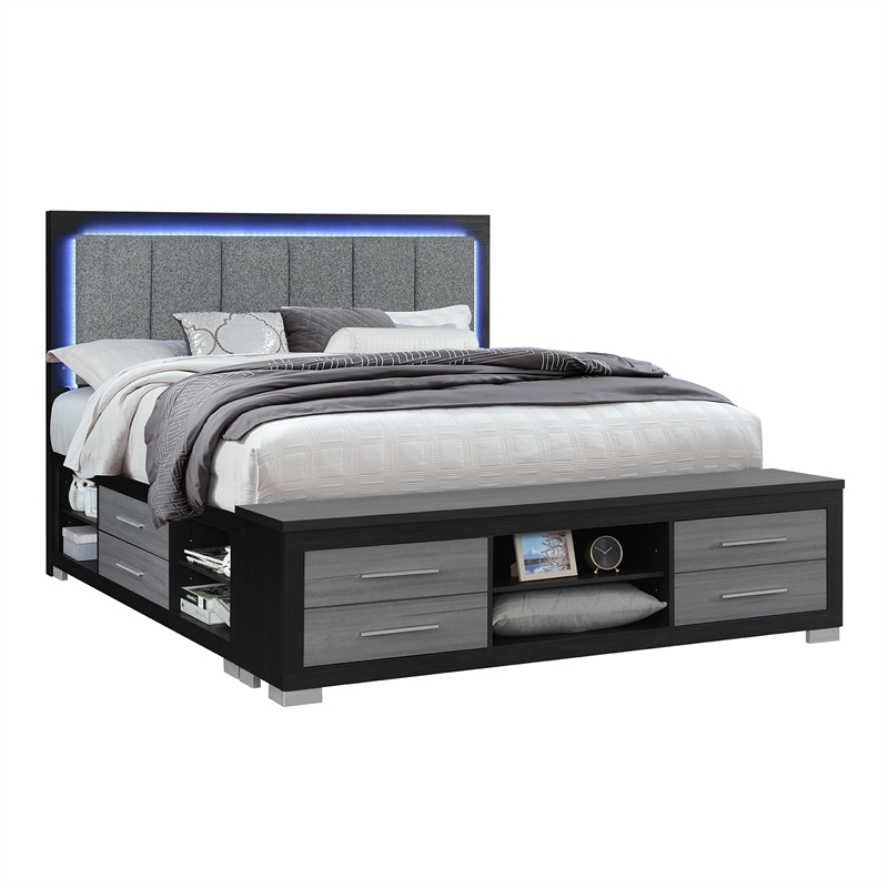 Emma Black and Gray Wood King 5PC Bedroom Set