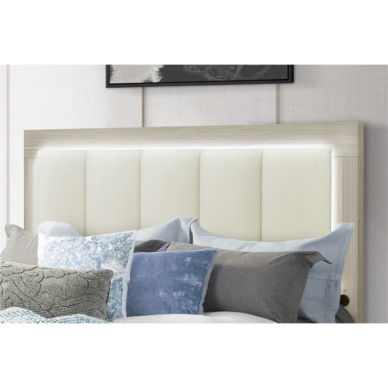 Emma Natural-White Wood King Bed