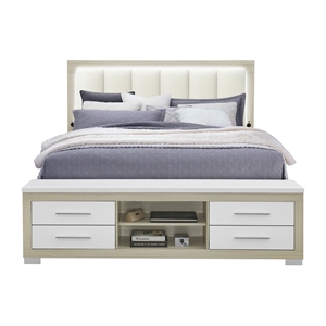 Emma Natural-White Wood King Bed