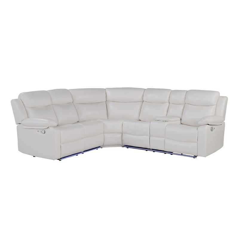 6026 White Faux leather RAF Sectional
