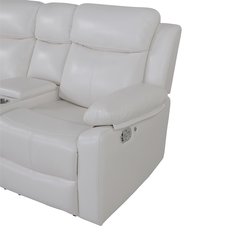 6026 White Faux leather RAF Sectional