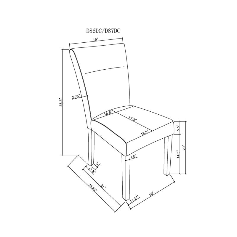 D86 Gray Extra Padded 2PK Dining Chair Set