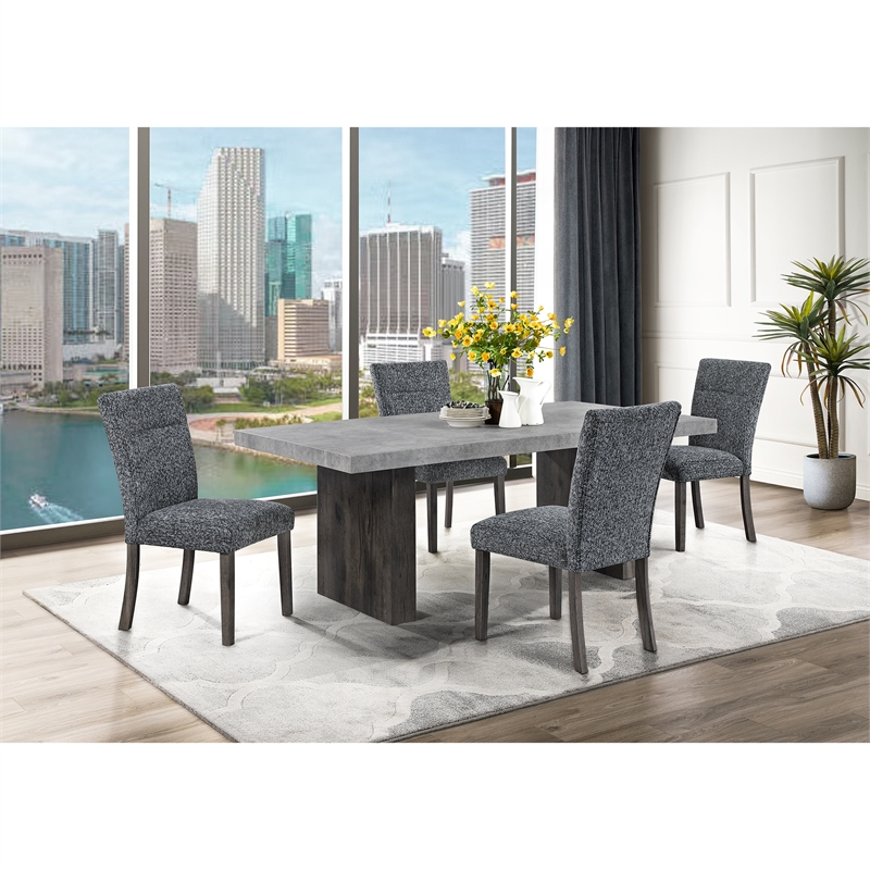 D2410 Gray Dining Table with (4) D86 Dining Chair set