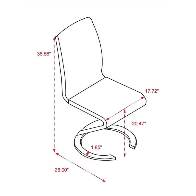 Faux Leather Z-Shape Dining Chairs in Black (Set of 2)