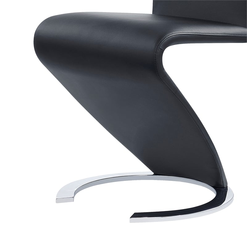 Faux Leather Z-Shape Dining Chairs in Black (Set of 2)
