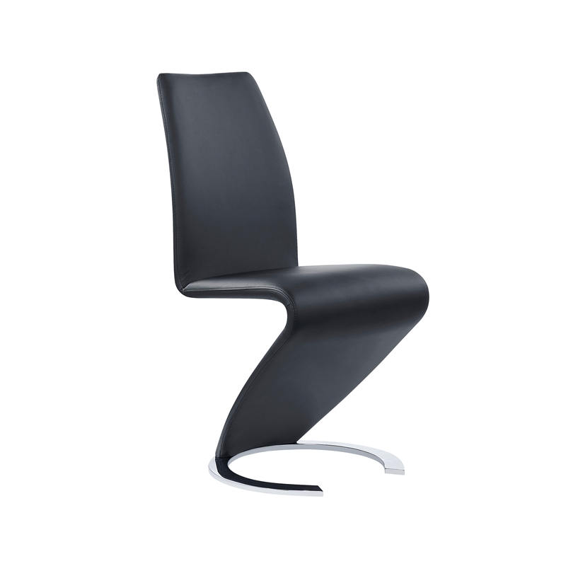 Faux Leather Z-Shape Dining Chairs in Black (Set of 2)