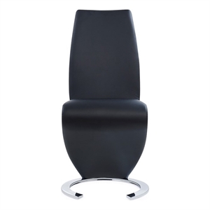 Faux Leather Z-Shape Dining Chairs in Black (Set of 2)