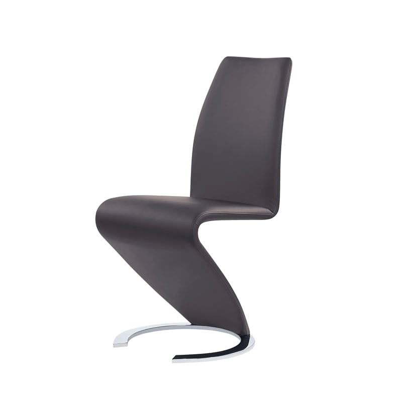 Faux Leather Metal Dining Chairs in Gray (Set of 2)