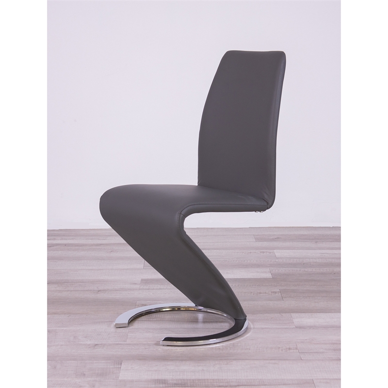 Faux Leather Metal Dining Chairs in Gray (Set of 2)
