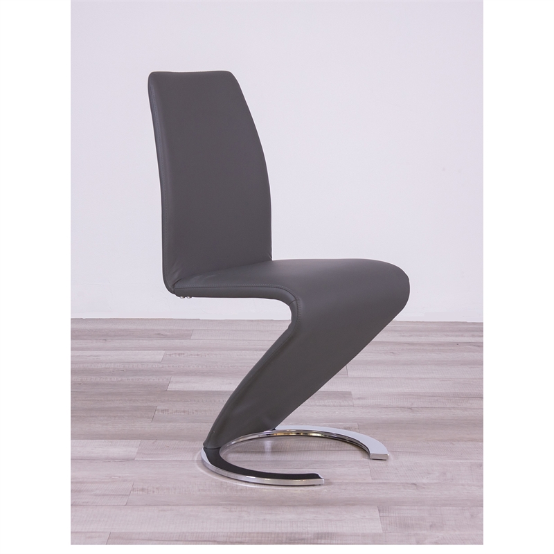 Faux Leather Metal Dining Chairs in Gray (Set of 2)
