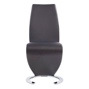 Faux Leather Metal Dining Chairs in Gray (Set of 2)