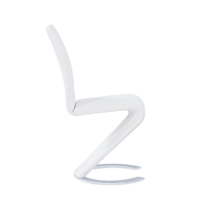 Faux Leather Metal Dining Chairs in White (Set of 2)