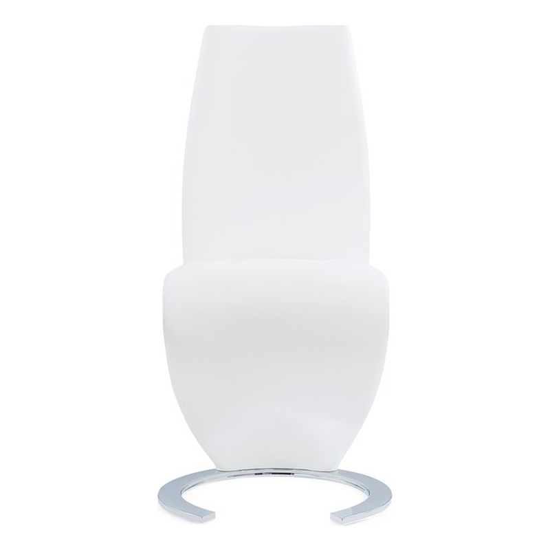 Faux Leather Metal Dining Chairs in White (Set of 2)