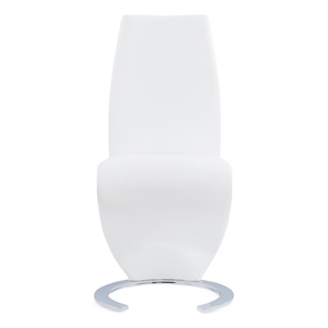 Faux Leather Metal Dining Chairs in White (Set of 2)