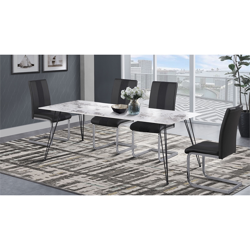 Faux Leather Dining Chairs in Black (Set of 4)