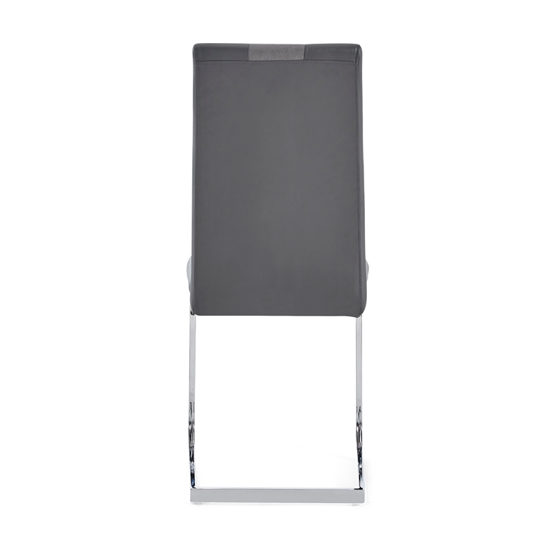 Gray Faux Leather Dining Chairs with Silver Metal Base (Set of 4)